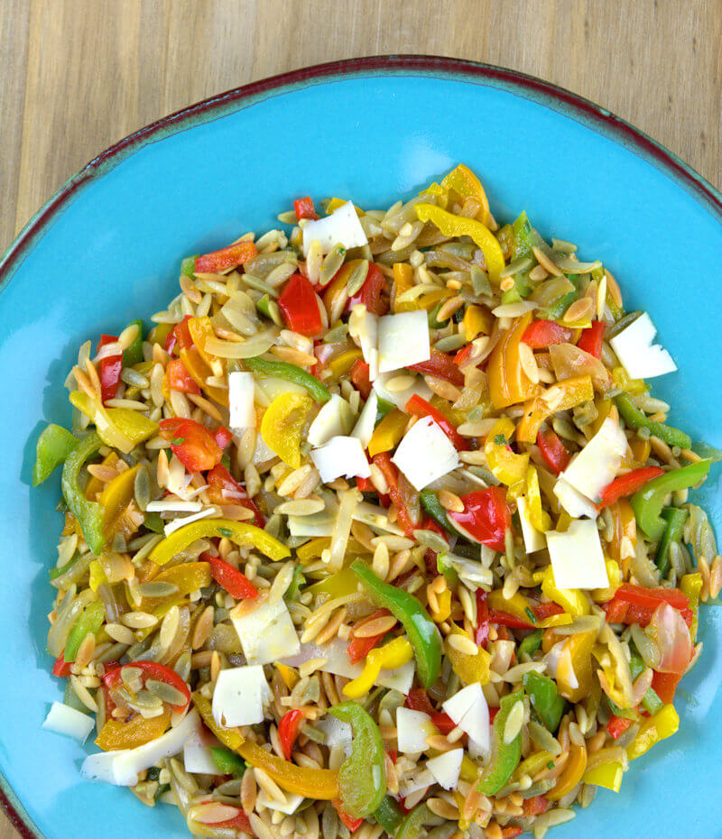 Zoomed in image of Bell Pepper Orzo Salad