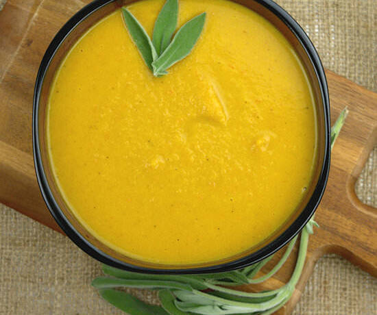 Roasted Squash Carrot Soup with Chicken