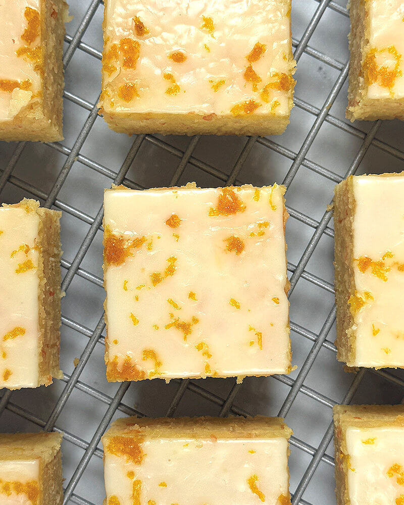 Close-up of Semolina Carrot Cake with Orange Glaze