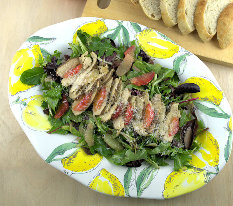 Top down image of Citrus, Chicken & Greens Salad