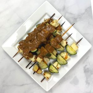 Halloumi & Cucumber Kebabs with Peanut Sauce