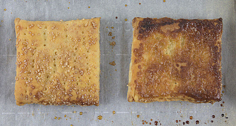 Baked puff pastry with sugar