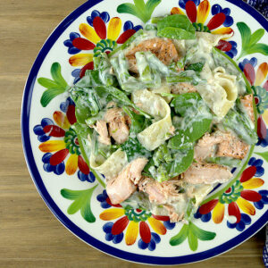 Salmon, Asparagus and Spinach Pappardelle