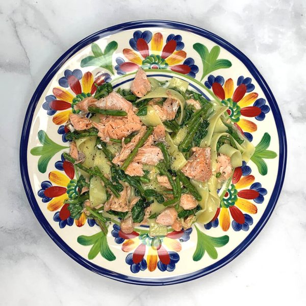 Salmon, Asparagus & Spinach Pappardelle