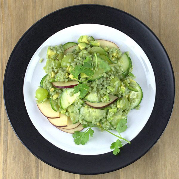 Green Rice Salad with Avocado, Grapes & Cucumber