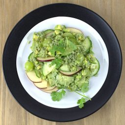 Green Rice Salad with Avocado, Grapes and Cucumber