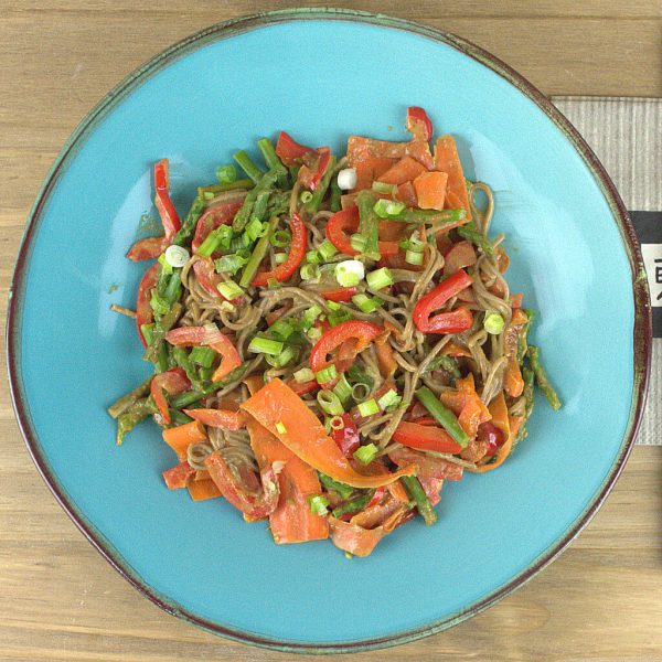 Soba Noodles with Vegetables in Peanut Sauce