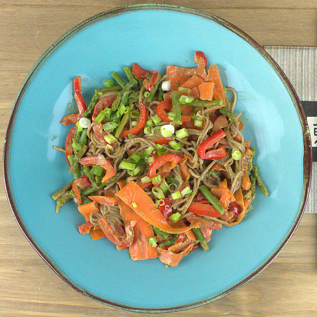 Soba Noodles with Vegetables in Peanut Sauce