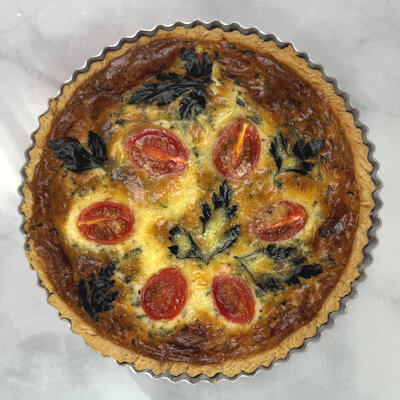 Step 8 - Place quiche in the middle of the oven (400°F) and bake for approx. 40 minutes or until a toothpick comes out clean.