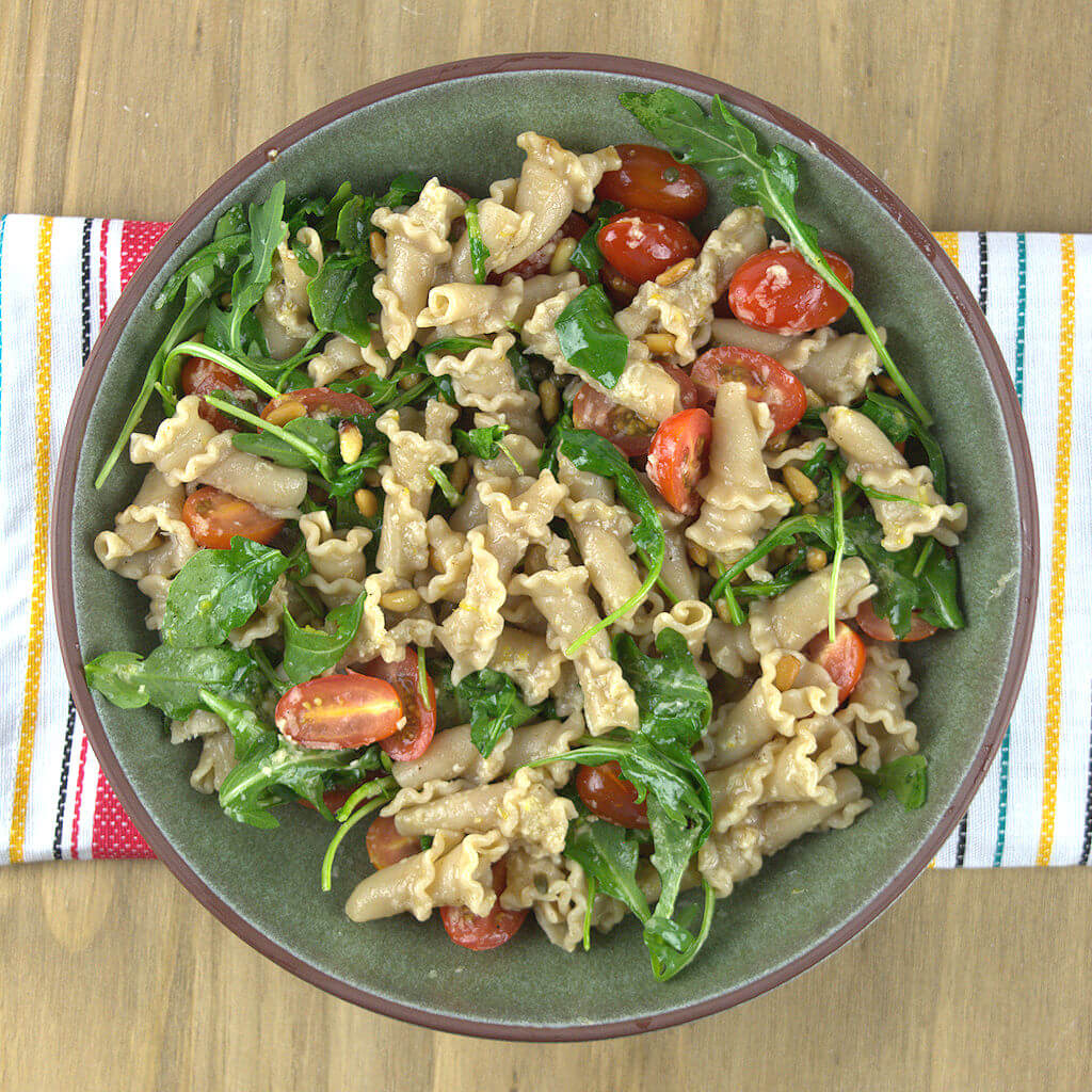 Whole Grain Trumpets with Tomatoes & Arugula