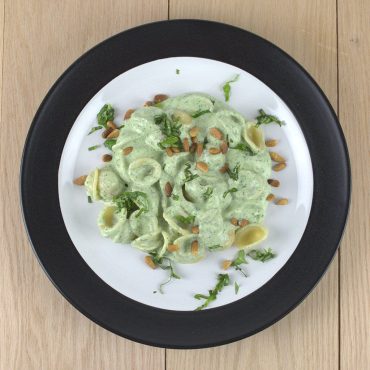 Orecchiette with Creamy Basil & Blue Cheese Sauce