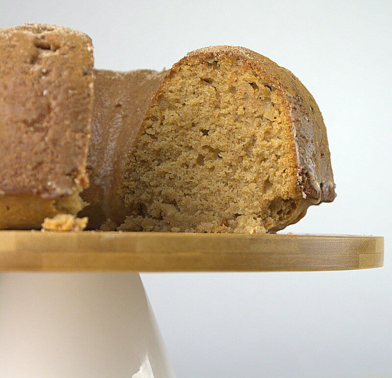 Zoomed in image of cinnamon sugar bundt cake