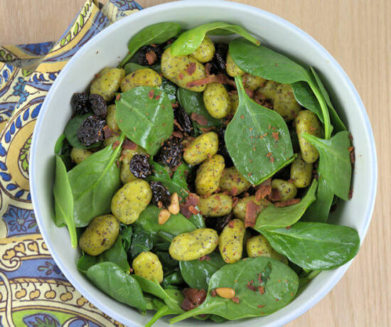 Poppy Seed Potato Gnocchi in Spinach Salad