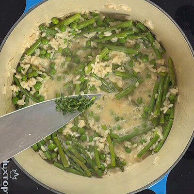 Step 6 - Add some finely chopped tarragon and mix. Allow everything to warm, without bringing it to a boil.