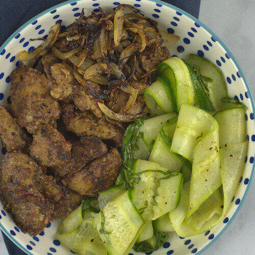 Chicken Livers with Cucumber Ribbons