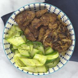 Chicken Livers with Cucumber Ribbons