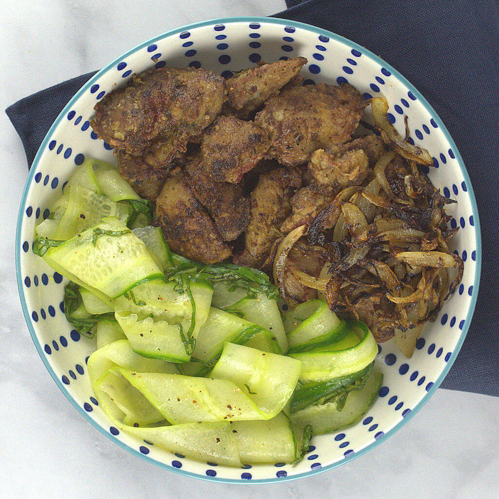Chicken Livers with Cucumber Ribbons