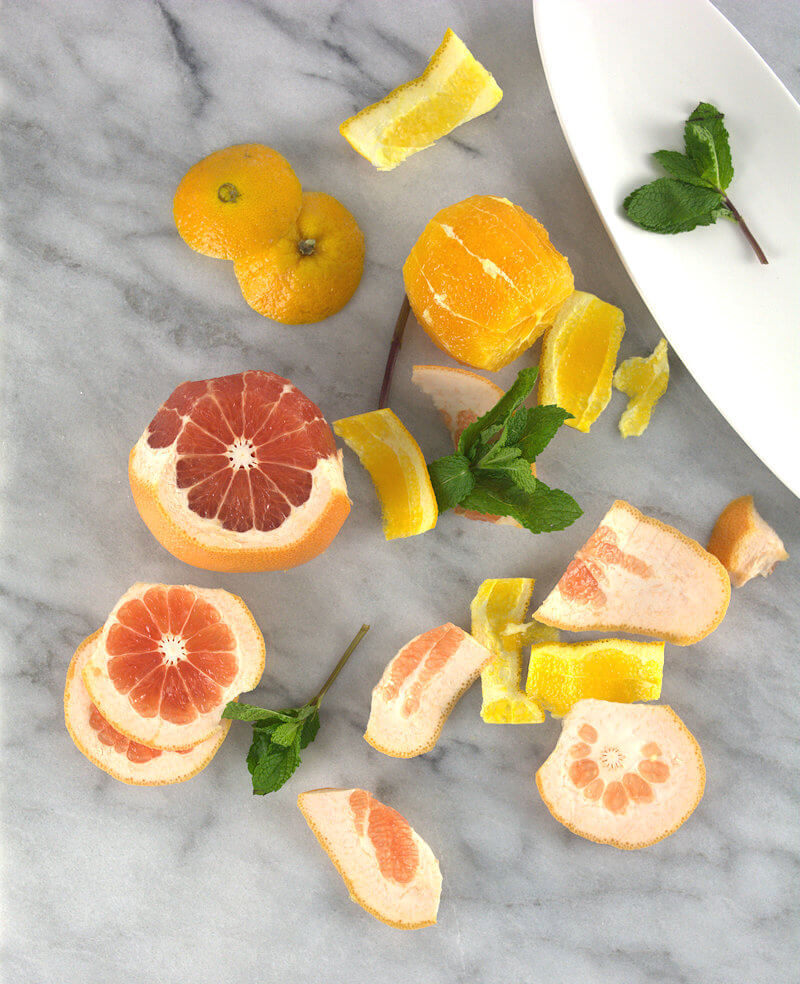 Grapefruit and orange cut into sections
