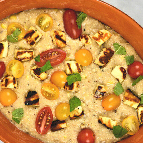 Picture of Creamy Grits with Halloumi and Tomatoes