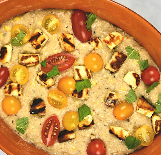 Picture of Creamy Grits with Halloumi and Tomatoes