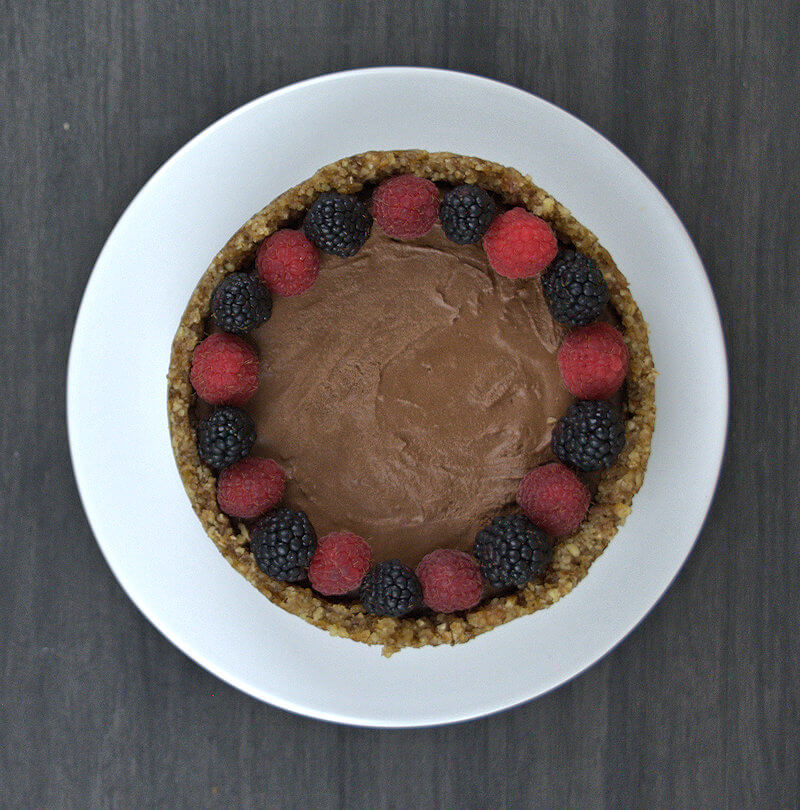 Top down look on Dairy & Egg-Free Chocolate Mousse Pie