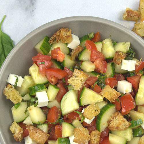 Panzanella with Cucumber and Feta