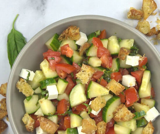 Panzanella with Cucumber and Feta