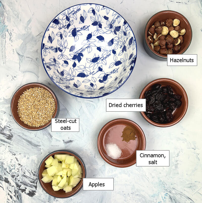 Ingredients to make Apple Cherry Steel-Cut Oatmeal