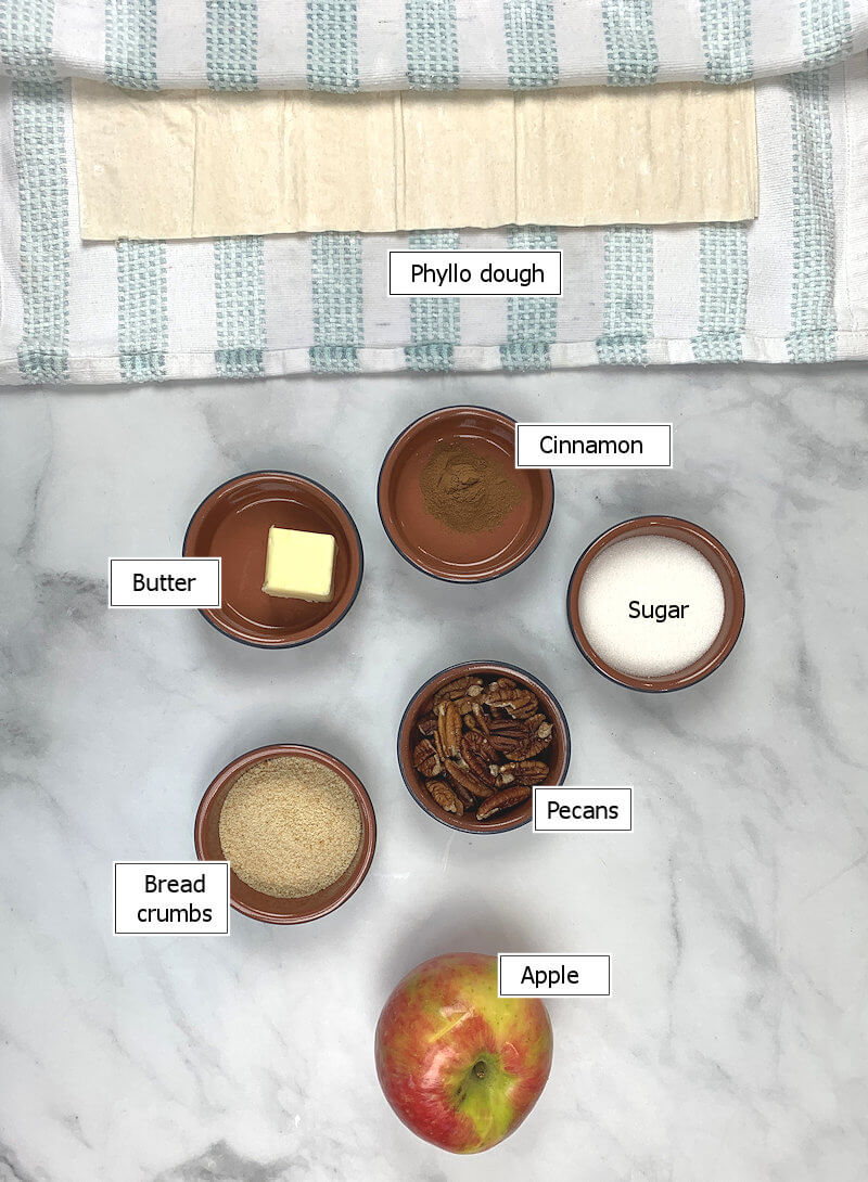 Key ingredients to make Apple Pecan Phyllo Crisp