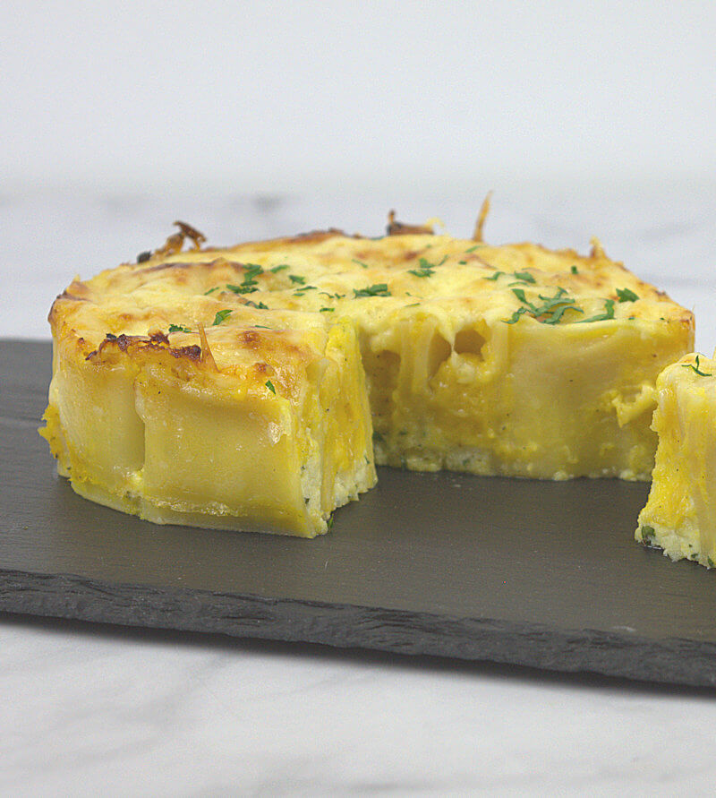 Close up of Butternut Squash Pasta Pie