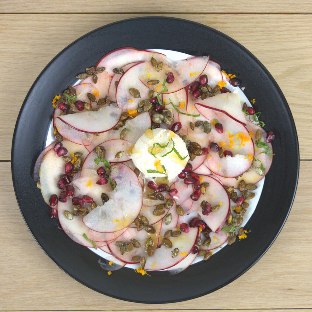 Apple Carpaccio with Ice Cream