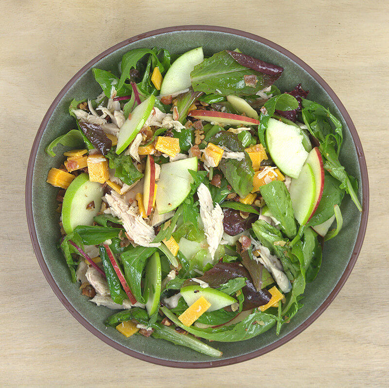 Bowl with apple, cheddar & turkey salad