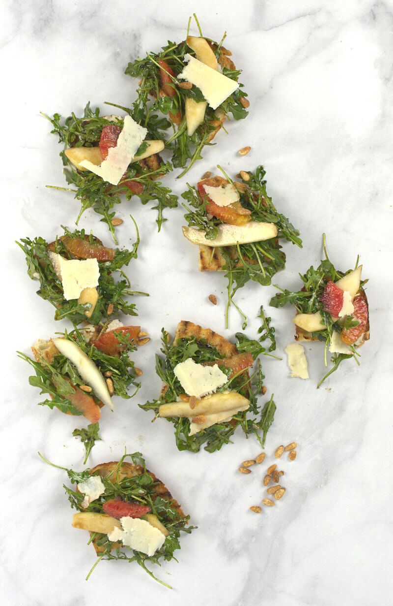 Arugula, Pear & Orange Salad on toast