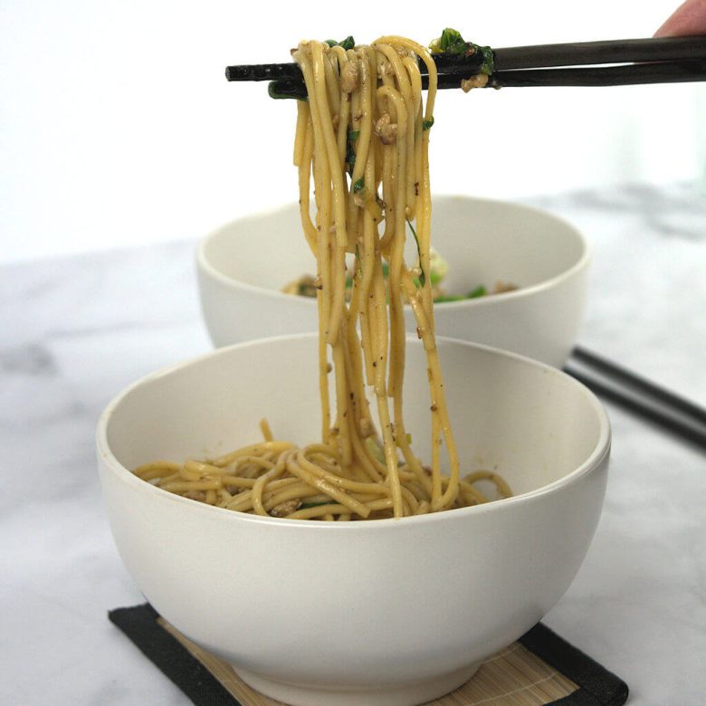 Stir Fried Udon Noodles with Bok Choy