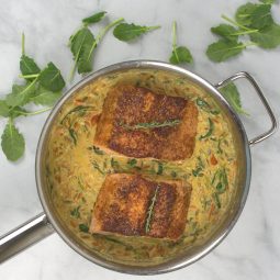 Creamy Kale and Salmon in Orzo