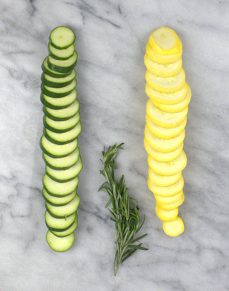 Key ingredients to make Green & Yellow Zucchini Tart
