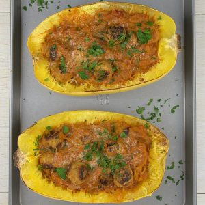 Spaghetti Squash with Mini Turkey Meatballs