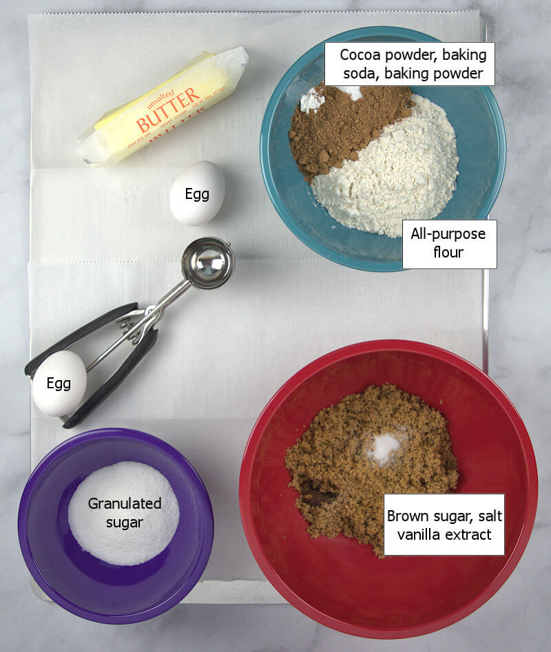 Ingredients to make Chocolate Sugar Cookies