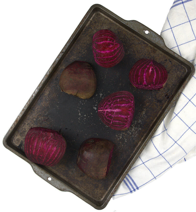 Step 1 - Roasting beets on baking sheet
