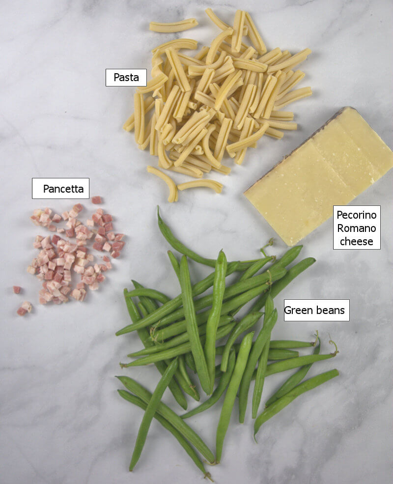 Key ingredients to make Green Beans and Pancetta Pasta