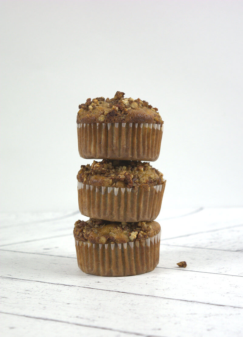 3 muffins stacked on top of each other.