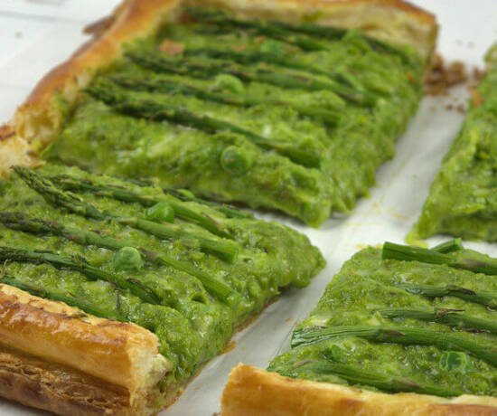 Asparagus Tart with Peas and Gruyere