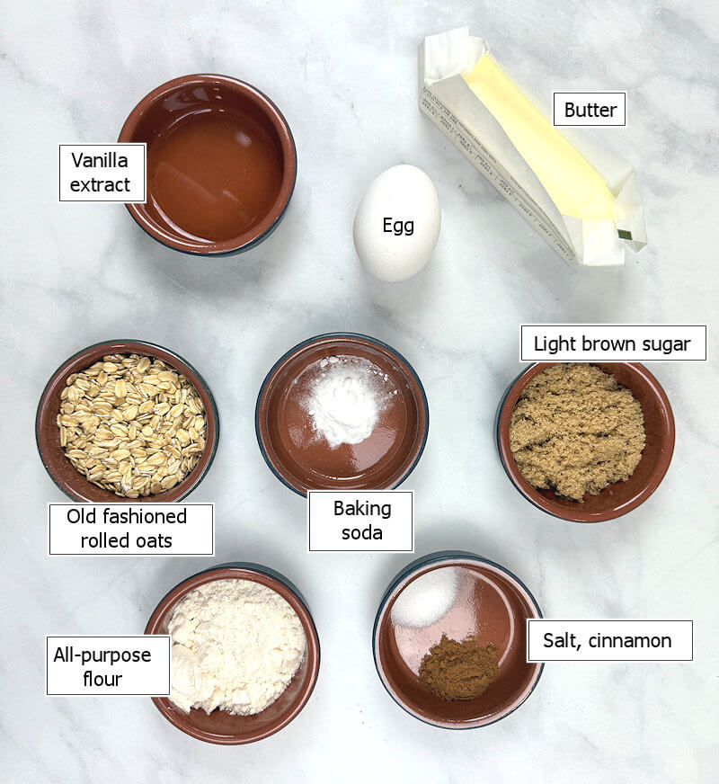Key ingredients to make Brown Butter Oatmeal Cookies