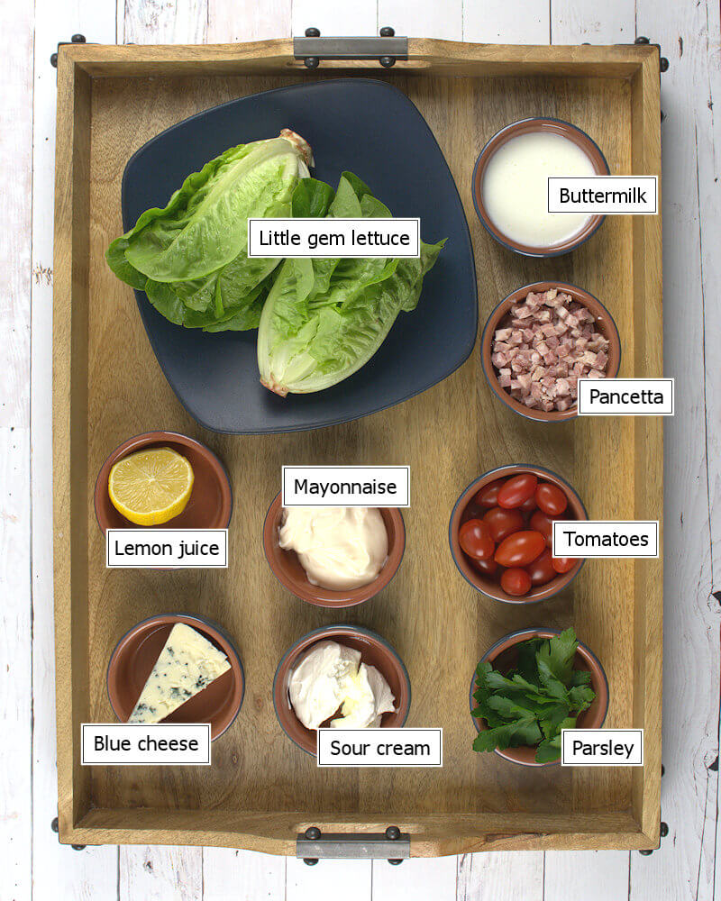 Key ingredients to make Grilled Little Gem Lettuce with Blue Cheese Dressing