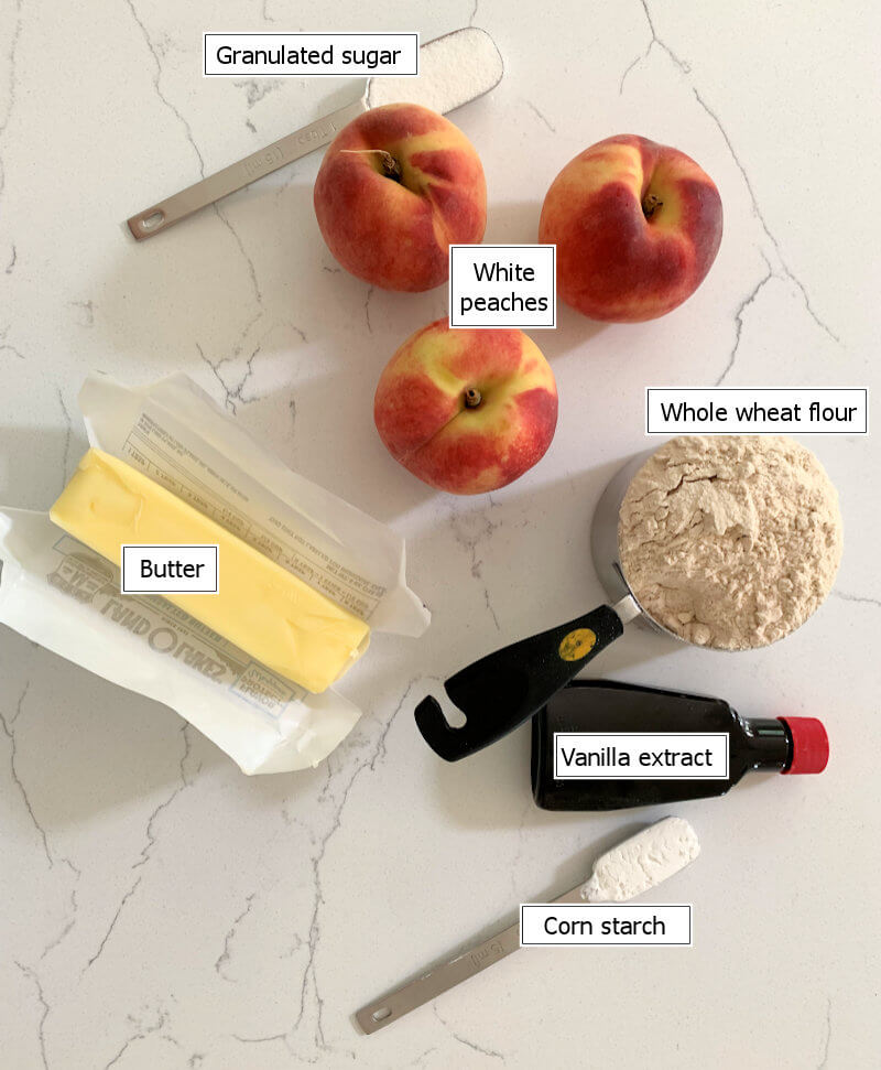Key ingredients of whole wheat peach galette