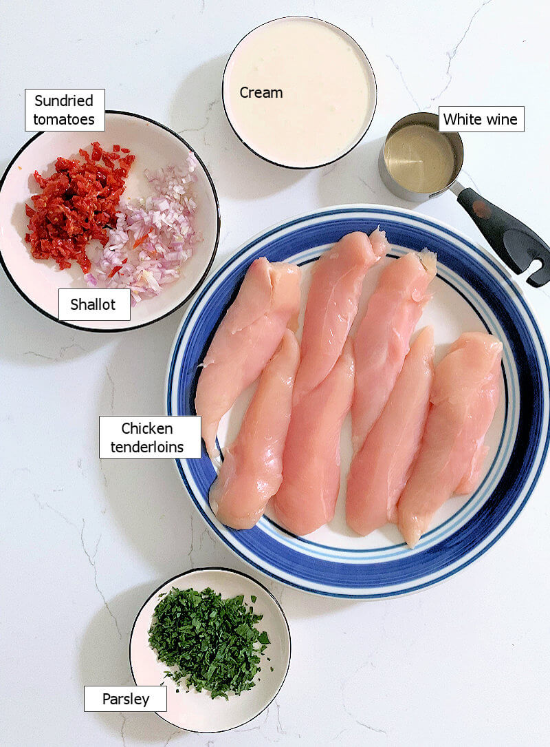 Ingredients to make Chicken with Sundried Tomatoes