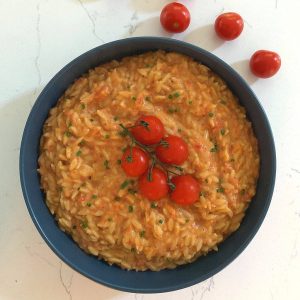 Creamy Orzo with Grated Tomatoes