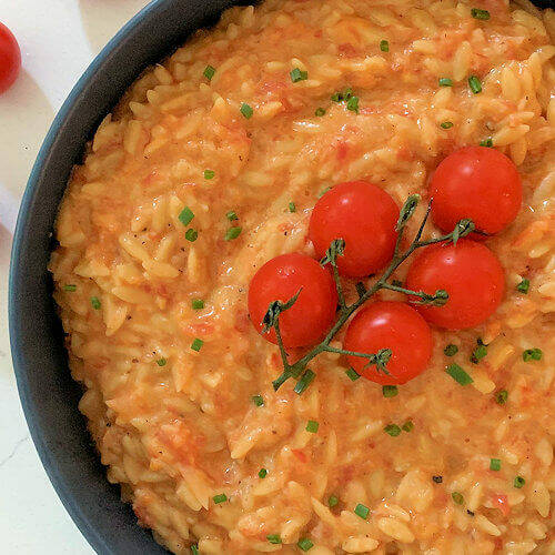 Creamy Orzo with Grated Tomatoes