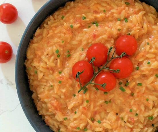 Creamy Orzo with Grated Tomatoes