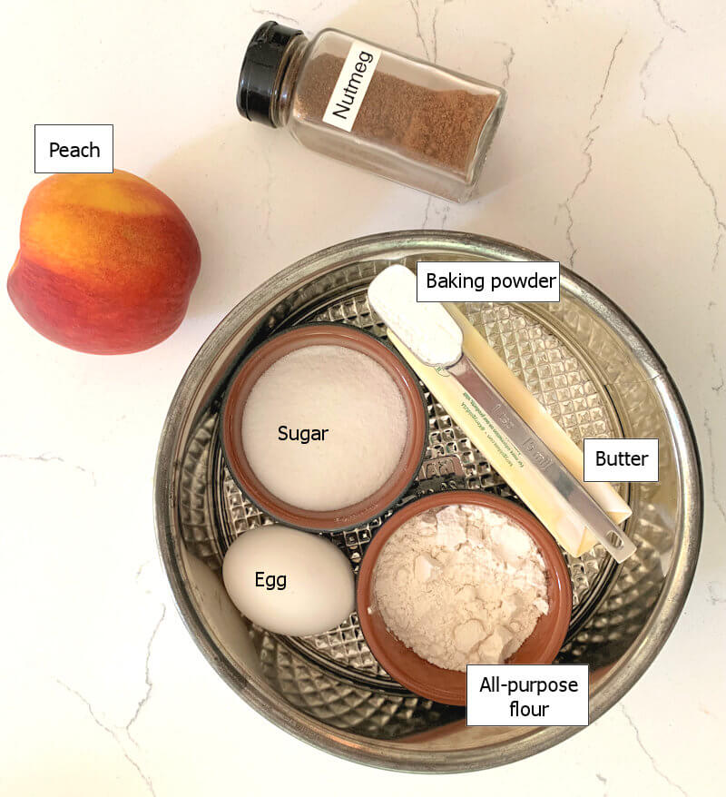 Ingredients to make a Peach Cake